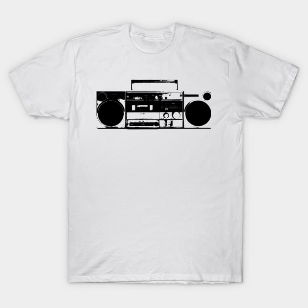 Vintage Ghetto Blaster Illustration T-Shirt by Spindriftdesigns